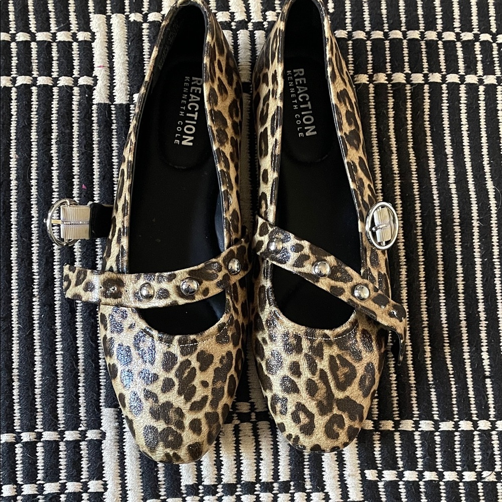 Kenneth Cole Leopard Print Mary Jane Flats